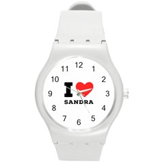 I Love Sandra Round Plastic Sport Watch (m) by ilovewhateva