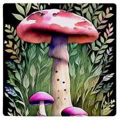 Mushroom Foraging In The Woods Uv Print Square Tile Coaster  by GardenOfOphir