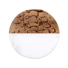 Forest Mushrooms Classic Marble Wood Coaster (round)  by GardenOfOphir