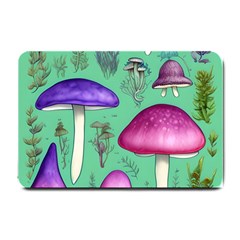 Foraging In The Mushroom Forest Small Doormat by GardenOfOphir
