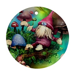 Vintage Flowery Mushroom Round Ornament (two Sides) by GardenOfOphir