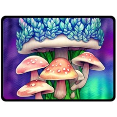 Woodsy Mushroom Forest Nature Fleece Blanket (large) by GardenOfOphir