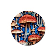 Whimsical Mushroom Rubber Round Coaster (4 Pack) by GardenOfOphir