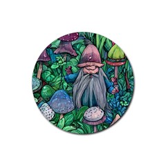 Mushroom Design Fairycore Forest Rubber Coaster (round) by GardenOfOphir