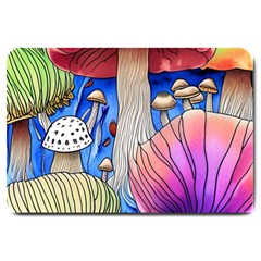 Vintage Mushroom Design Flowery Nature Large Doormat by GardenOfOphir