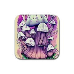 Forestcore Mushroom Rubber Coaster (square) by GardenOfOphir