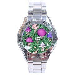 Woodsy Pottery Forest Mushroom Foraging Stainless Steel Analogue Watch by GardenOfOphir