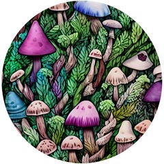 Mushrooms In The Woods Uv Print Round Tile Coaster by GardenOfOphir