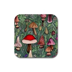 Fairycore Mushroom Forest Rubber Square Coaster (4 Pack) by GardenOfOphir