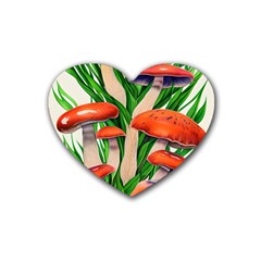 Fairycore Forest Mushroom Rubber Heart Coaster (4 Pack) by GardenOfOphir