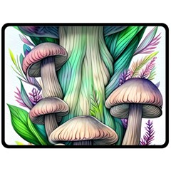 Woodsy Mushroom One Side Fleece Blanket (large) by GardenOfOphir