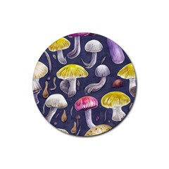 Fantasy Woodland Mushroom Rubber Round Coaster (4 Pack) by GardenOfOphir