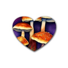 Nature s Woodsy Mushrooms Rubber Heart Coaster (4 Pack) by GardenOfOphir
