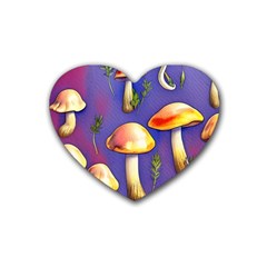 Farmcore Mushrooms Rubber Heart Coaster (4 Pack) by GardenOfOphir