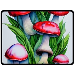 Woods Mushroom Forest Academia Core One Side Fleece Blanket (large) by GardenOfOphir