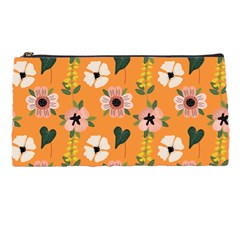 Flower Orange Pattern Floral Pencil Case