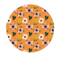 Flower Orange Pattern Floral Mini Round Pill Box (pack Of 5)