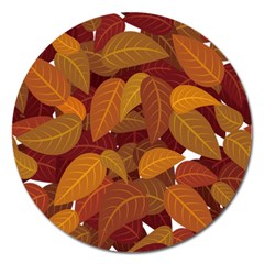 Watercolor Leaves Leaf Orange Magnet 5  (round)