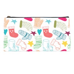 Cute Doodle Christmas Gloves And Stockings Seamless Pattern Pencil Case by Jancukart