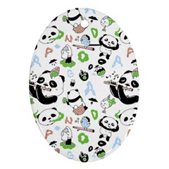 Giant Panda Bear Pattern Oval Ornament (two Sides) by Jancukart