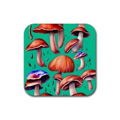 Mushroom Forest Rubber Coaster (square) by GardenOfOphir