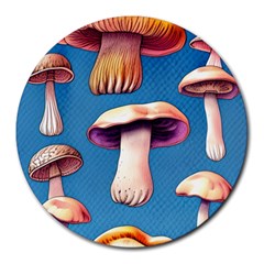 Cozy Forest Mushrooms Round Mousepad by GardenOfOphir