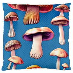 Cozy Forest Mushrooms Large Cushion Case (one Side) by GardenOfOphir