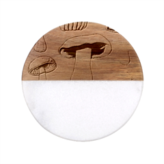 Cozy Forest Mushrooms Classic Marble Wood Coaster (round)  by GardenOfOphir