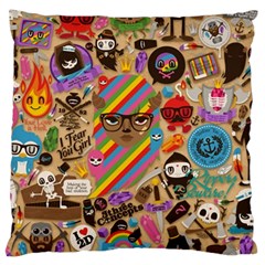 Multicolored Doodle Art Wallpaper Standard Premium Plush Fleece Cushion Case (one Side)