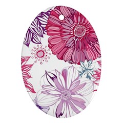 Red And Pink Flowers Vector Art Asters Patterns Backgrounds Ornament (oval)