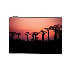 Baobabs Trees Silhouette Landscape Sunset Dusk Cosmetic Bag (large) by Jancukart