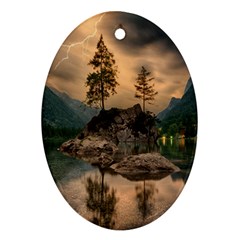 Nature Waters Lake Island Landscape Thunderstorm Ornament (oval) by Jancukart