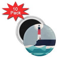 Lighthouse Ocean Nautical Sea Minimal Minimalist 1 75  Magnets (10 Pack)  by Pakemis