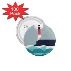 Lighthouse Ocean Nautical Sea Minimal Minimalist 1 75  Buttons (100 Pack)  by Pakemis