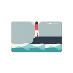 Lighthouse Ocean Nautical Sea Minimal Minimalist Magnet (name Card) by Pakemis