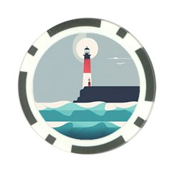 Lighthouse Ocean Nautical Sea Minimal Minimalist Poker Chip Card Guard by Pakemis