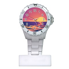 Sunset Ocean Beach Water Tropical Island Vacation Plastic Nurses Watch by Pakemis