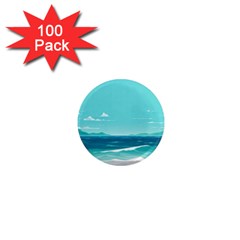 Ai Generated Ocean Waves Sea Water Anime 1  Mini Magnets (100 Pack)  by Pakemis