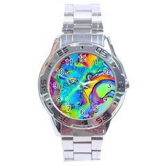 Marble Art Pattern Stainless Steel Analogue Watch by GardenOfOphir