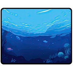 Ai Generated Ocean Sea Fish Underwater Water One Side Fleece Blanket (medium) by Pakemis