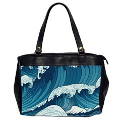 Waves Ocean Sea Pattern Water Tsunami Rough Seas Oversize Office Handbag (2 Sides) by Pakemis