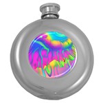 Liquid Art Pattern - Fluid Art - Marble Art - Liquid Background Round Hip Flask (5 oz)