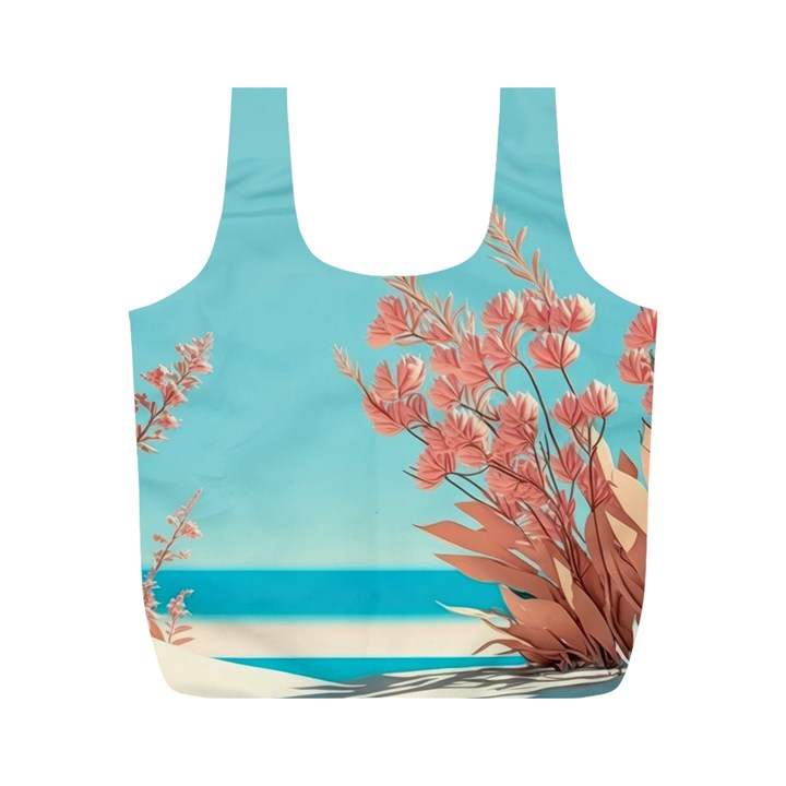 Beach Ocean Flowers Floral Flora Plants Vacation Full Print Recycle Bag (M)