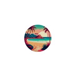 Palm Trees Tropical Ocean Sunset Sunrise Landscape 1  Mini Magnets by Pakemis
