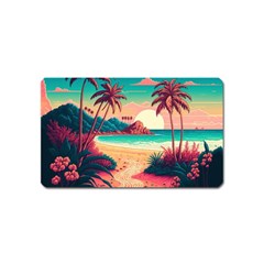 Palm Trees Tropical Ocean Sunset Sunrise Landscape Magnet (name Card) by Pakemis