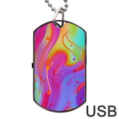 Beautiful Fluid Shapes In A Flowing Background Dog Tag Usb Flash (two Sides) by GardenOfOphir