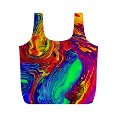 Waves Of Colorful Abstract Liquid Art Full Print Recycle Bag (m) by GardenOfOphir
