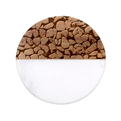 Stone Texture Nature Background Rocks Pebbles Classic Marble Wood Coaster (round)  by Wegoenart