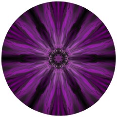 Pattern Purple Symmetry Dark Wooden Puzzle Round by Jancukart