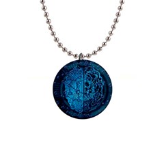 Artificial Intelligence Network Blue Art 1  Button Necklace by Semog4